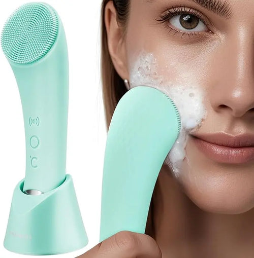 Facial Cleansing Brush, PRITECH Heatable Vibrating Face Scrubber with Massage, Silicone Face Scrubber for Women & Men, Electric Facial Cleanser for Deep Cleansing, Gentle Exfoliating Minihygieneproducts. Summerwins Dealsforyoudays