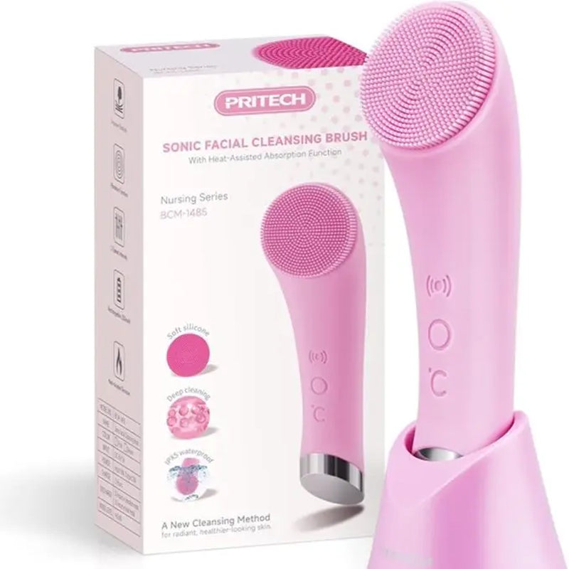 Facial Cleansing Brush, PRITECH Heatable Vibrating Face Scrubber with Massage, Silicone Face Scrubber for Women & Men, Electric Facial Cleanser for Deep Cleansing, Gentle Exfoliating Minihygieneproducts. Summerwins Dealsforyoudays