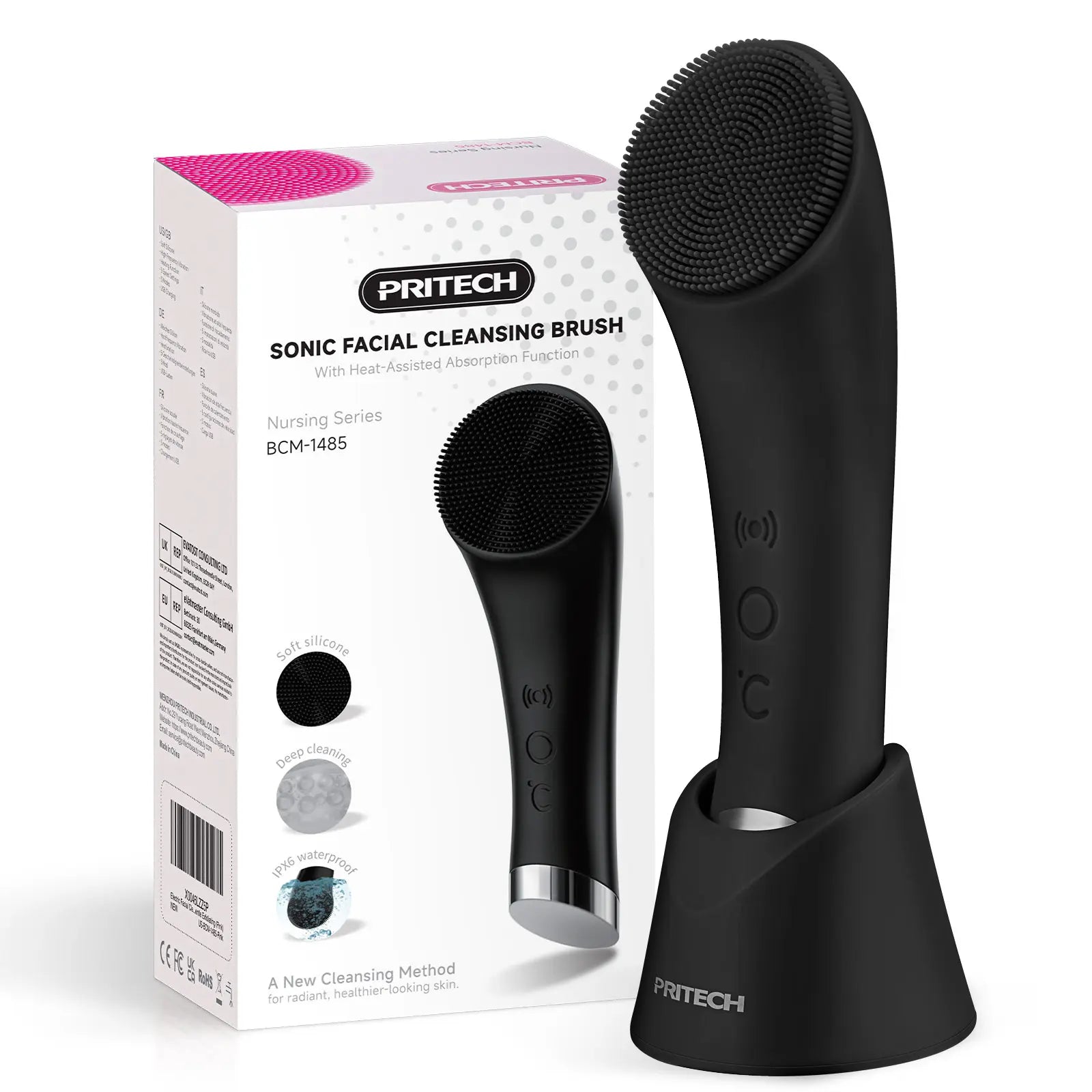Facial Cleansing Brush, PRITECH Heatable Vibrating Face Scrubber with Massage, Silicone Face Scrubber for Women & Men, Electric Facial Cleanser for Deep Cleansing, Gentle Exfoliating Minihygieneproducts. Summerwins Dealsforyoudays